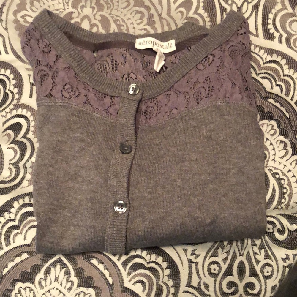 Gray half sleeve button down tee